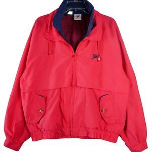Vintage Speedo Mens Size M Logo Red and Navy Blue Full Zip Jacket Windbreaker